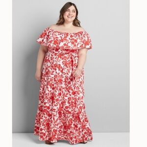 Lane Bryant Floral Maxi Off the Shoulder Dress Size 18/20